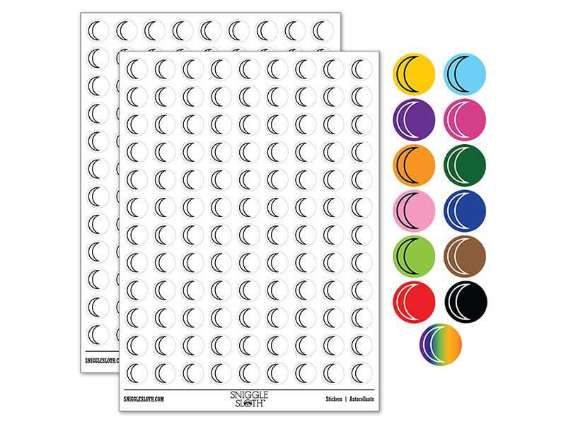 Moon Partial Outline 200+ 0.50" Round Stickers