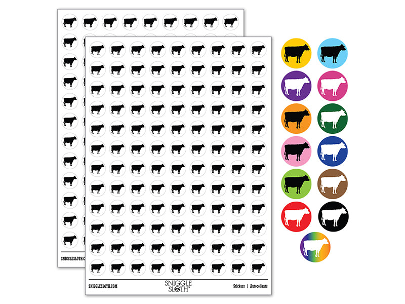 Solid Cow Farm Animal 0.50" Round Sticker Pack