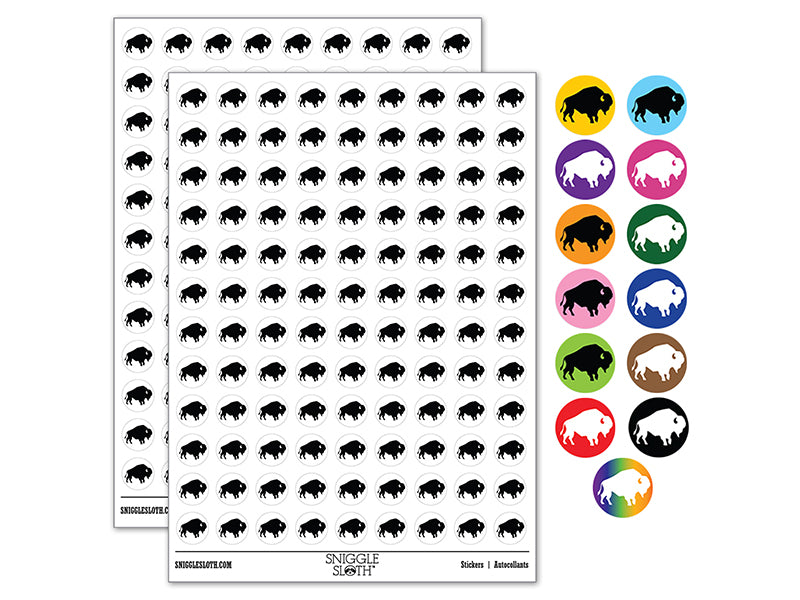 American Bison Buffalo Silhouette 200+ 0.50" Round Stickers