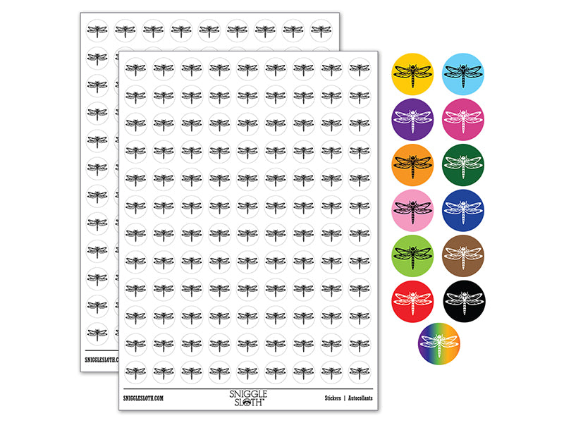 Dazzling Dragonfly Dasher Darner Insect 0.50" Round Sticker Pack