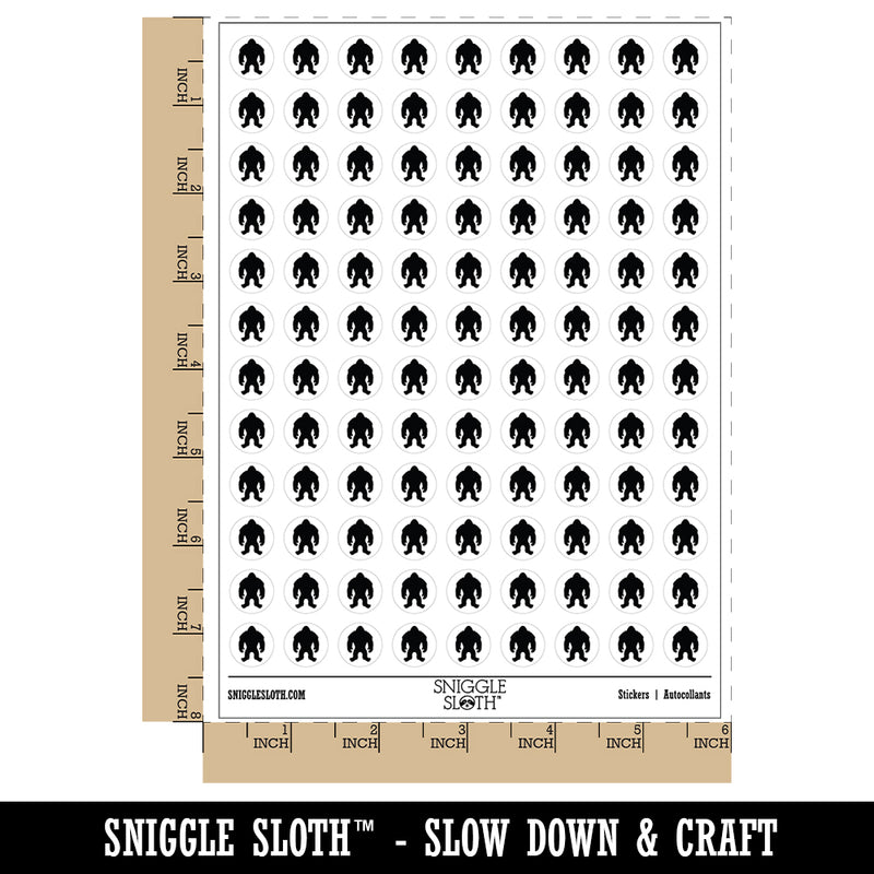 Hairy Bigfoot Sasquatch Standing Silhouette 200+ 0.50" Round Stickers