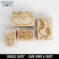 Ferocious and Adorable Little Maned Lion Rectangle Rubber Stamp for Stamping Crafting