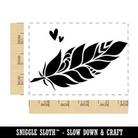 Artsy Boho Bohemian Feather Rectangle Rubber Stamp for Stamping Crafting