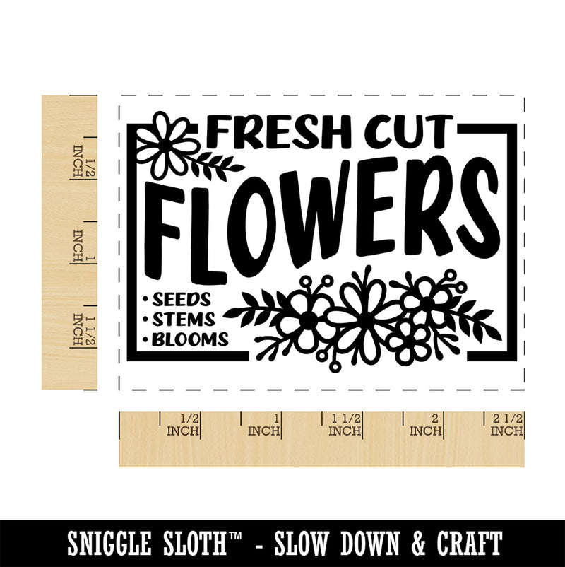 Fresh Cut Flowers Rectangle Rubber Stamp for Stamping Crafting