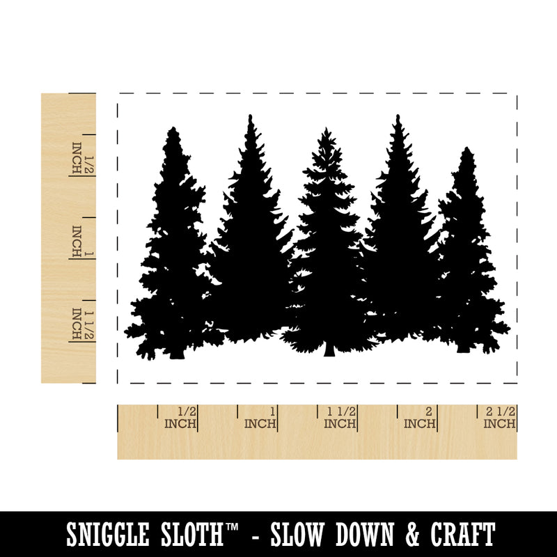Pine Tree Forest Rectangle Rubber Stamp for Stamping Crafting