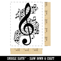 Fancy Treble Clef Music Rectangle Rubber Stamp for Stamping Crafting