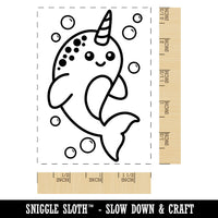 Magical Narwhal Rectangle Rubber Stamp for Stamping Crafting