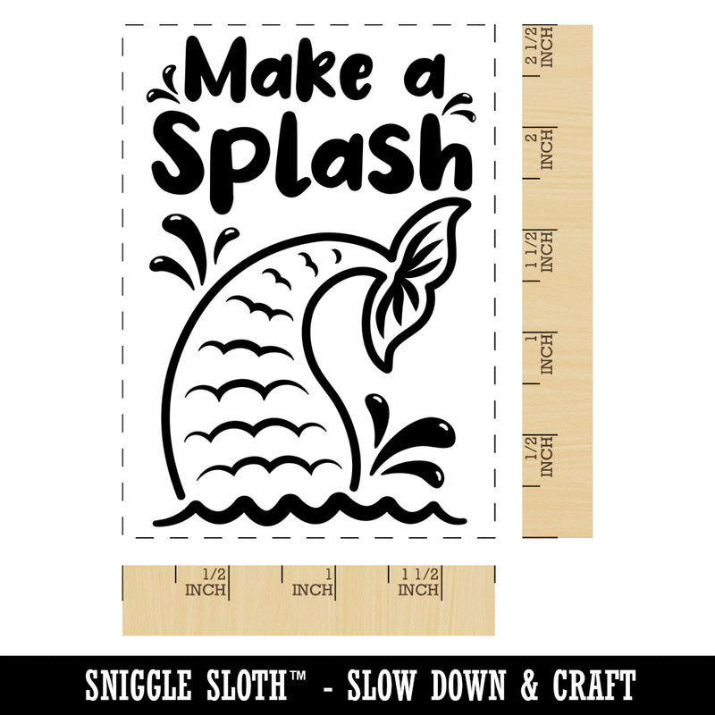 Make a Splash Mermaid Tail Rectangle Rubber Stamp for Stamping Crafting