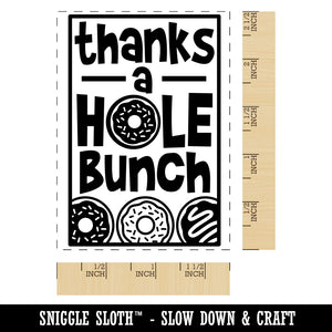 Thanks a Hole Whole Bunch Donut Rectangle Rubber Stamp for Stamping Crafting