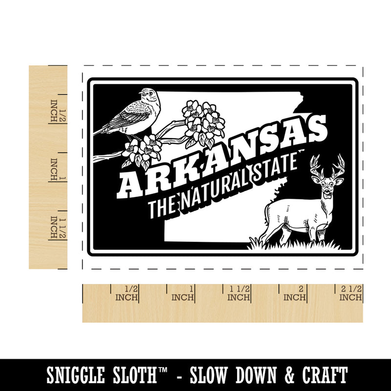 Arkansas Natural Apple Blossom Mockingbird White-tailed Deer United States Rectangle Rubber Stamp for Stamping Crafting