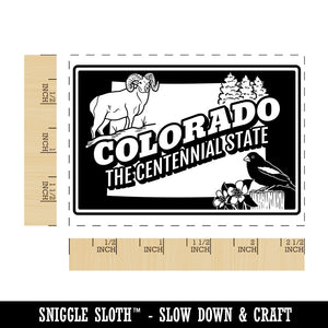 Colorado Centennial Rocky Mountain Columbine Bighorn Sheep Lark Bunting United States Rectangle Rubber Stamp for Stamping Crafting