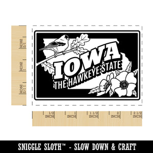 Iowa Hawkeye Goldfinch Oak Tree Wild Prairie Rose United States Rectangle Rubber Stamp for Stamping Crafting