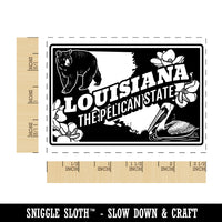 Louisiana Pelican Black Bear Magnolia United States Rectangle Rubber Stamp for Stamping Crafting
