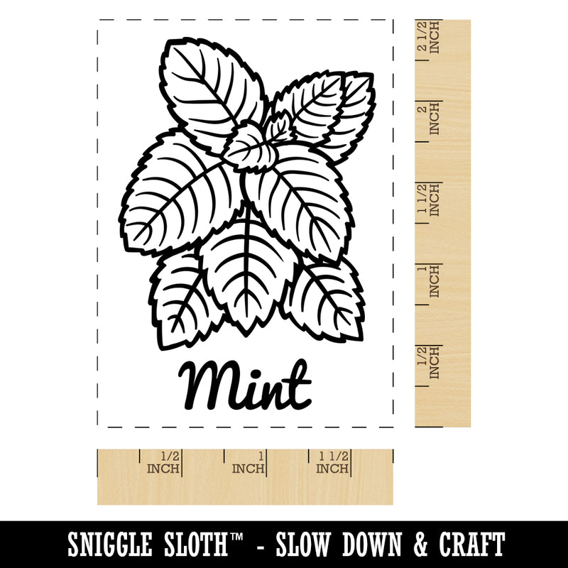 Mint Herb Label Plant Rectangle Rubber Stamp for Stamping Crafting