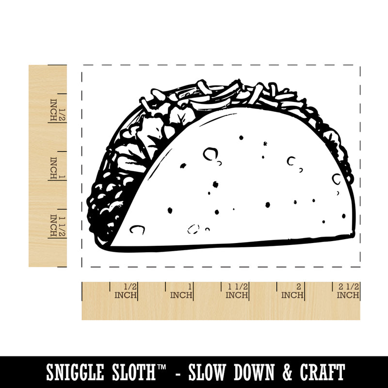 Detailed Taco Sketch Mexican Cuisine Food Rectangle Rubber Stamp for Stamping Crafting