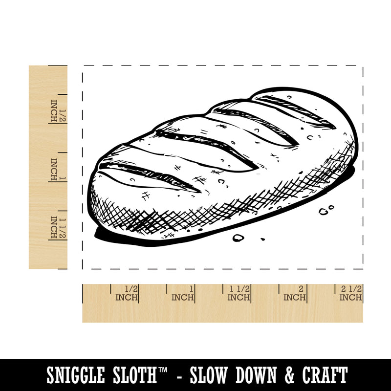 Scrumptious Loaf Sketch French Bread Baguette Bakery Rectangle Rubber Stamp for Stamping Crafting