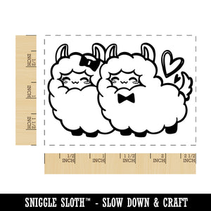 Smitten Llama Alpaca Couple Love Rectangle Rubber Stamp for Stamping Crafting