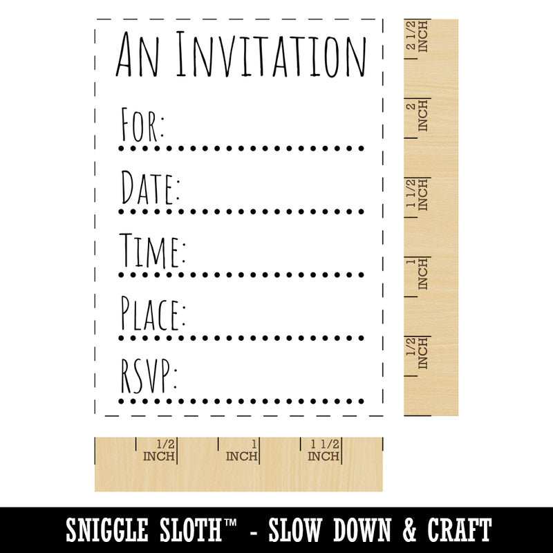 An Invitation Party RSVP Rectangle Rubber Stamp for Stamping Crafting