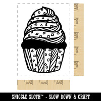 Cupcake Sprinkled with Patterns Rectangle Rubber Stamp for Stamping Crafting