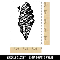 Soft Serve Ice Cream Cone Rectangle Rubber Stamp for Stamping Crafting