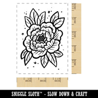 Stylized Peony Flower Rectangle Rubber Stamp for Stamping Crafting