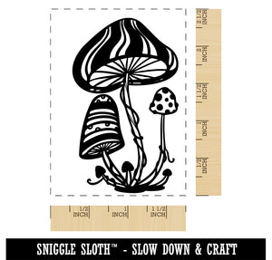 Trippy Toadstool Mushrooms Rectangle Rubber Stamp for Stamping Crafting