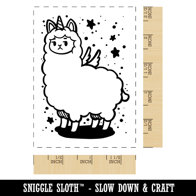 Unimpressed Unicorn Llama Alpaca Rectangle Rubber Stamp for Stamping Crafting
