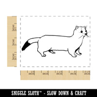 Ermine Stoat Weasel with Black Tail Rectangle Rubber Stamp for Stamping Crafting