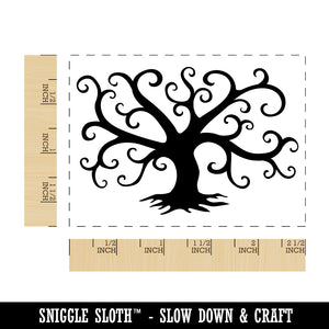 Fancy Autumn Fall Tree with No Leaves Rectangle Rubber Stamp for Stamping Crafting