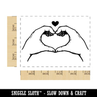 Heart Hands Love Fingers Gesture Rectangle Rubber Stamp for Stamping Crafting