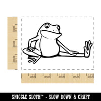 Limber Cartoon Frog Stretching Leg Exercise Rectangle Rubber Stamp for Stamping Crafting