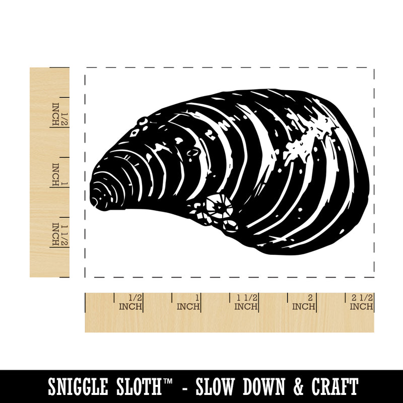 Mussel Bivalve Shellfish Seafood Shell Rectangle Rubber Stamp for Stamping Crafting