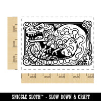 Tyrannosaurus Rex Ancient Mayan Aztec Style Rectangle Rubber Stamp for Stamping Crafting