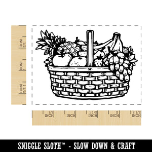 Wicker Fruit Basket with Grapes Bananas Pineapple Apple Orange Pear Rectangle Rubber Stamp for Stamping Crafting