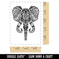 African Elephant Head Tribal Geometric Design Rectangle Rubber Stamp for Stamping Crafting
