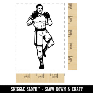 Boxer Boxing Man Athlete Pugilist Fighter Rectangle Rubber Stamp for Stamping Crafting