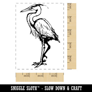 Great Blue Heron Tall Water Bird Rectangle Rubber Stamp for Stamping Crafting