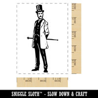 Handsome Dapper Victorian Gentleman with Top Hat and Mustache Rectangle Rubber Stamp for Stamping Crafting