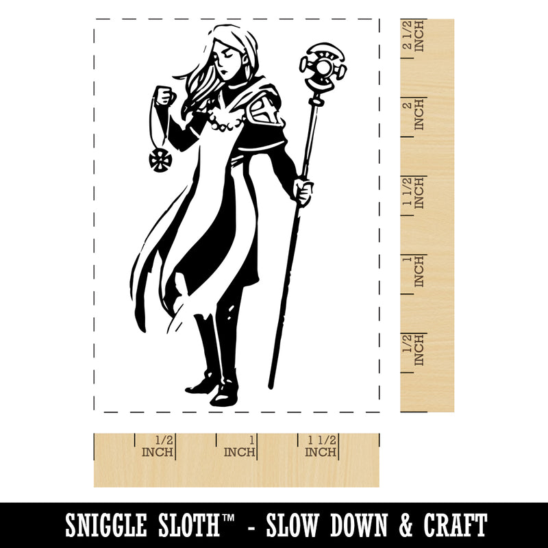 RPG Class Priest Cleric Healer Acolyte Rectangle Rubber Stamp for Stamping Crafting