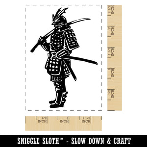 Samurai Bushido Ronin with Katana Rectangle Rubber Stamp for Stamping Crafting