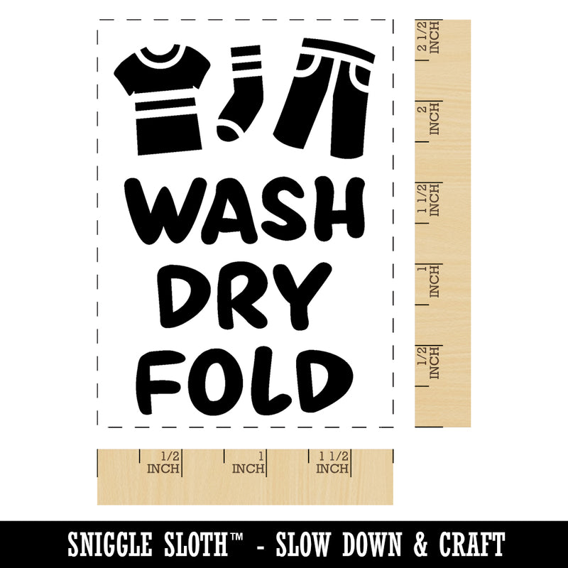 Laundry Wash Dry Fold Rectangle Rubber Stamp for Stamping Crafting