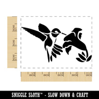 Hummingbird with Flower Rectangle Rubber Stamp for Stamping Crafting