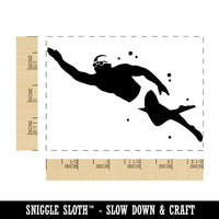 Swimmer Man Freestyle Swimming Diving Cap Goggles Rectangle Rubber Stamp for Stamping Crafting