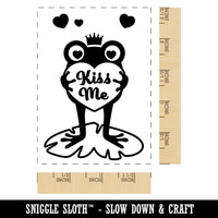 Frog Prince Kiss Me Conversation Heart Valentine's Day Rectangle Rubber Stamp for Stamping Crafting
