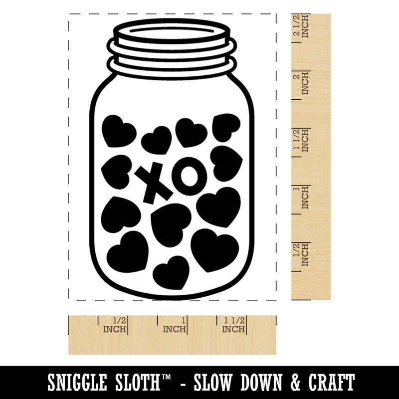 Mason Jar of Hearts Love Valentine's Day Rectangle Rubber Stamp for Stamping Crafting