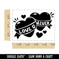 Love You 4 Ever Forever Hearts Valentine's Day Rectangle Rubber Stamp for Stamping Crafting