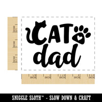 Cat Dad Paw Print Rectangle Rubber Stamp for Stamping Crafting