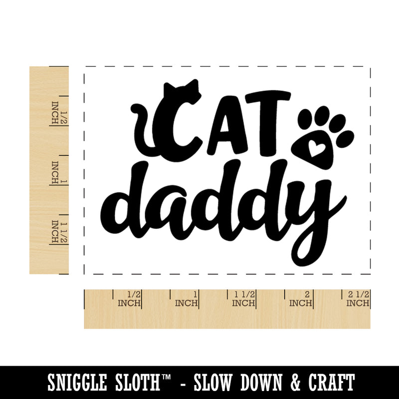Cat Daddy Paw Print Rectangle Rubber Stamp for Stamping Crafting