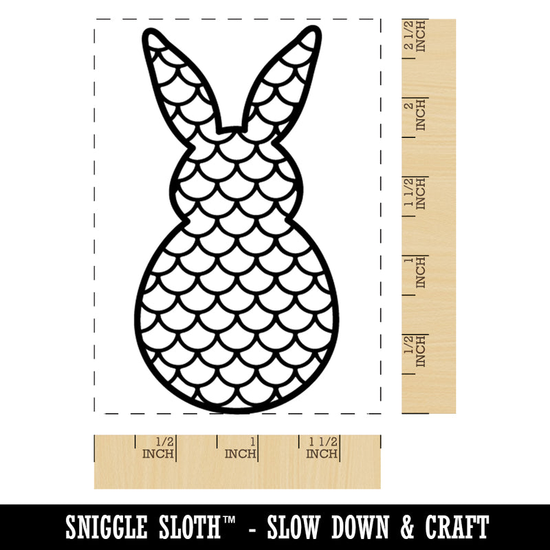 Bunny Pattern Mermaid Scales Easter Rabbit Rectangle Rubber Stamp for Stamping Crafting