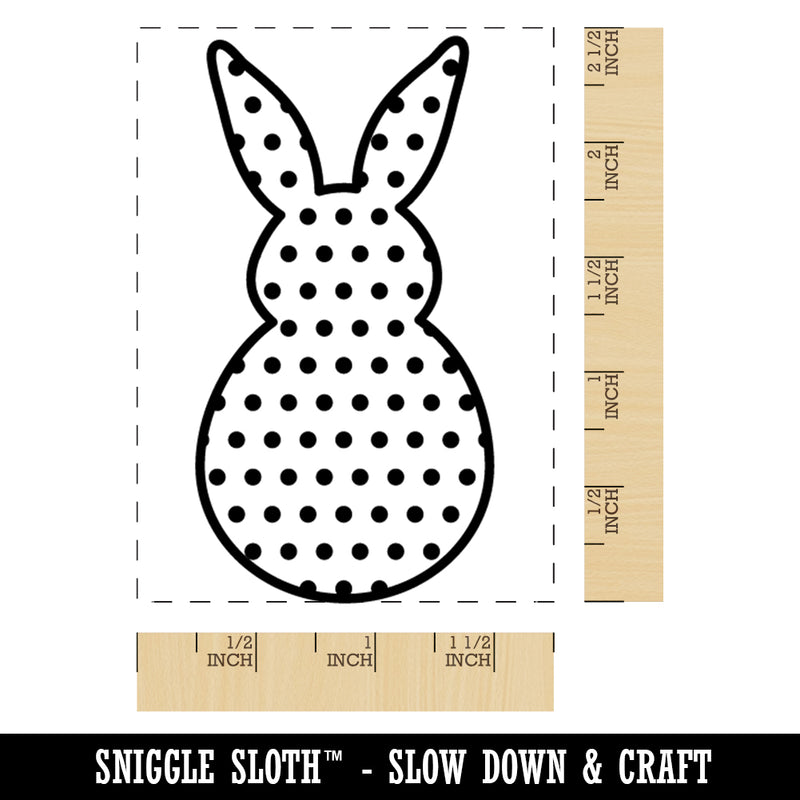 Bunny Pattern Polka Dots Easter Rabbit Rectangle Rubber Stamp for Stamping Crafting